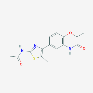 molecular formula C15H15N3O3S B253777 N-[5-methyl-4-(2-methyl-3-oxo-3,4-dihydro-2H-1,4-benzoxazin-6-yl)-1,3-thiazol-2-yl]acetamide 