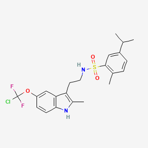 molecular formula C22H25ClF2N2O3S B2537776 N-[2-[5-[chloro(difluoro)methoxy]-2-methyl-1H-indol-3-yl]ethyl]-2-methyl-5-propan-2-ylbenzenesulfonamide CAS No. 695194-66-2