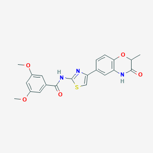 molecular formula C21H19N3O5S B253778 3,5-dimethoxy-N-[4-(2-methyl-3-oxo-3,4-dihydro-2H-1,4-benzoxazin-6-yl)-1,3-thiazol-2-yl]benzamide 