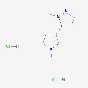 molecular formula C8H13Cl2N3 B2537781 5-(2,5-dihydro-1H-pyrrol-3-yl)-1-methyl-1H-pyrazole dihydrochloride CAS No. 2138382-26-8