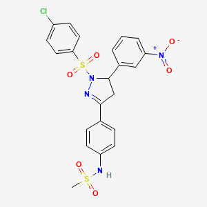 N-(4-(1-((4-chlorophenyl)sulfonyl)-5-(3-nitrophenyl)-4,5-dihydro-1H-pyrazol-3-yl)phenyl)methanesulfonamide