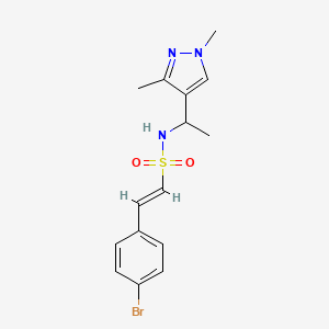 (E)-2-(4-Bromophenyl)-N-[1-(1,3-dimethylpyrazol-4-YL)ethyl]ethenesulfonamide