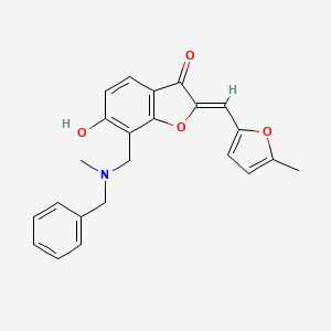 molecular formula C23H21NO4 B2537798 (Z)-7-((benzyl(methyl)amino)methyl)-6-hydroxy-2-((5-methylfuran-2-yl)methylene)benzofuran-3(2H)-one CAS No. 896809-77-1