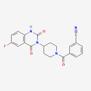 molecular formula C21H17FN4O3 B2537812 3-(4-(6-fluoro-2,4-dioxo-1,2-dihydroquinazolin-3(4H)-yl)piperidine-1-carbonyl)benzonitrile CAS No. 2034372-60-4