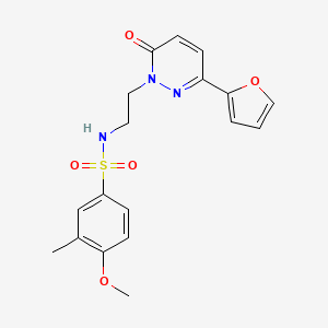 molecular formula C18H19N3O5S B2537815 N-(2-(3-(furan-2-yl)-6-oxopyridazin-1(6H)-yl)ethyl)-4-methoxy-3-methylbenzenesulfonamide CAS No. 946263-81-6