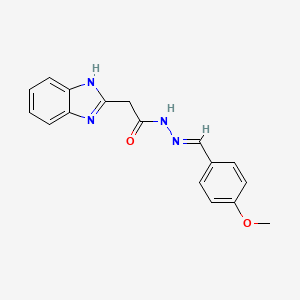 molecular formula C17H16N4O2 B2537820 (E)-2-(1H-benzo[d]imidazol-2-yl)-N'-(4-methoxybenzylidene)acetohydrazide CAS No. 539806-64-9