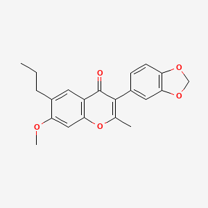 molecular formula C21H20O5 B2537828 3-(1,3-benzodioxol-5-yl)-7-methoxy-2-methyl-6-propyl-4H-chromen-4-one CAS No. 170241-52-8