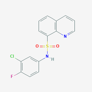 molecular formula C15H10ClFN2O2S B2537831 N-(3-chloro-4-fluorophenyl)quinoline-8-sulfonamide CAS No. 544664-98-4