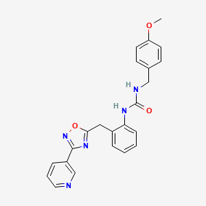 molecular formula C23H21N5O3 B2537833 1-(4-Methoxybenzyl)-3-(2-((3-(pyridin-3-yl)-1,2,4-oxadiazol-5-yl)methyl)phenyl)urea CAS No. 1798018-56-0