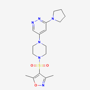 molecular formula C17H24N6O3S B2537847 3,5-Dimethyl-4-((4-(6-(pyrrolidin-1-yl)pyridazin-4-yl)piperazin-1-yl)sulfonyl)isoxazole CAS No. 1797330-29-0