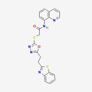 molecular formula C22H17N5O2S2 B2537848 2-((5-(2-(benzo[d]thiazol-2-yl)ethyl)-1,3,4-oxadiazol-2-yl)thio)-N-(quinolin-8-yl)acetamide CAS No. 1251615-09-4