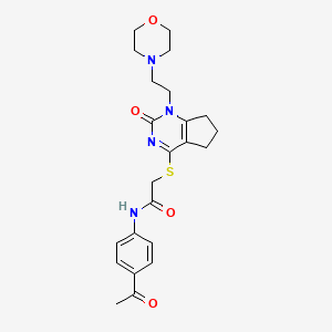 molecular formula C23H28N4O4S B2537849 N-(4-acetylphenyl)-2-((1-(2-morpholinoethyl)-2-oxo-2,5,6,7-tetrahydro-1H-cyclopenta[d]pyrimidin-4-yl)thio)acetamide CAS No. 898444-58-1