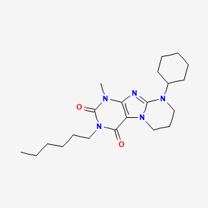 molecular formula C21H33N5O2 B2537851 9-Cyclohexyl-3-hexyl-1-methyl-7,8-dihydro-6H-purino[7,8-a]pyrimidine-2,4-dione CAS No. 893996-27-5