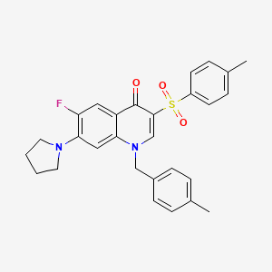 molecular formula C28H27FN2O3S B2537852 6-fluoro-1-(4-methylbenzyl)-7-(pyrrolidin-1-yl)-3-tosylquinolin-4(1H)-one CAS No. 892764-73-7