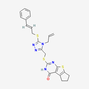 (E)-2-(((4-allyl-5-(cinnamylthio)-4H-1,2,4-triazol-3-yl)methyl)thio)-6,7-dihydro-3H-cyclopenta[4,5]thieno[2,3-d]pyrimidin-4(5H)-one