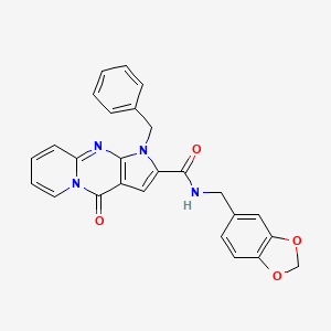 molecular formula C26H20N4O4 B2537889 N-(1,3-benzodioxol-5-ylmethyl)-1-benzyl-4-oxo-1,4-dihydropyrido[1,2-a]pyrrolo[2,3-d]pyrimidine-2-carboxamide CAS No. 900869-41-2
