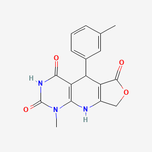 molecular formula C17H15N3O4 B2537890 13-Methyl-8-(3-methylphenyl)-5-oxa-2,11,13-triazatricyclo[7.4.0.0^{3,7}]trideca-1(9),3(7)-diene-6,10,12-trione CAS No. 863668-67-1