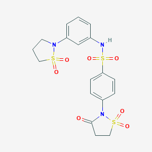 molecular formula C18H19N3O7S3 B253791 N-[3-(1,1-dioxido-2-isothiazolidinyl)phenyl]-4-(1,1-dioxido-3-oxo-2-isothiazolidinyl)benzenesulfonamide 