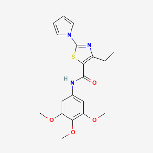 molecular formula C19H21N3O4S B2537911 4-乙基-2-(1H-吡咯-1-基)-N-(3,4,5-三甲氧苯基)-1,3-噻唑-5-甲酰胺 CAS No. 1251546-95-8