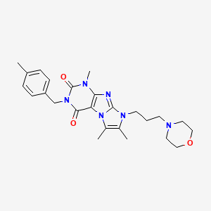 molecular formula C25H32N6O3 B2537914 1,6,7-三甲基-3-(4-甲基苄基)-8-(3-吗啉丙基)-1H-咪唑并[2,1-f]嘌呤-2,4(3H,8H)-二酮 CAS No. 927543-02-0