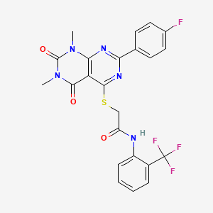 molecular formula C23H17F4N5O3S B2537917 2-[7-(4-氟苯基)-1,3-二甲基-2,4-二氧代嘧啶并[4,5-d]嘧啶-5-基]硫代基-N-[2-(三氟甲基)苯基]乙酰胺 CAS No. 852170-38-8