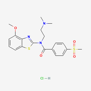 molecular formula C20H24ClN3O4S2 B2537919 N-(2-(dimethylamino)ethyl)-N-(4-methoxybenzo[d]thiazol-2-yl)-4-(methylsulfonyl)benzamide hydrochloride CAS No. 1330083-06-1