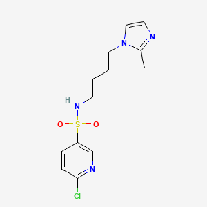 molecular formula C13H17ClN4O2S B2537928 6-Chloro-N-[4-(2-methylimidazol-1-YL)butyl]pyridine-3-sulfonamide CAS No. 1436153-07-9