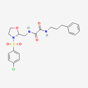 molecular formula C21H24ClN3O5S B2537936 N1-((3-((4-氯苯基)磺酰基)恶唑烷-2-基)甲基)-N2-(3-苯基丙基)草酰胺 CAS No. 874804-96-3