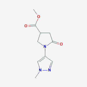 molecular formula C10H13N3O3 B2537960 methyl 1-(1-methyl-1H-pyrazol-4-yl)-5-oxopyrrolidine-3-carboxylate CAS No. 1989672-48-1