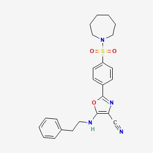 molecular formula C24H26N4O3S B2537978 2-[4-(Azepan-1-ylsulfonyl)phenyl]-5-[(2-phenylethyl)amino]-1,3-oxazole-4-carbonitrile CAS No. 940999-41-7