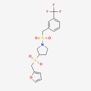 molecular formula C17H18F3NO5S2 B2537982 3-((Furan-2-ylmethyl)sulfonyl)-1-((3-(trifluoromethyl)benzyl)sulfonyl)pyrrolidine CAS No. 2097911-48-1