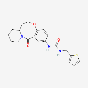 molecular formula C20H23N3O3S B2537983 1-(13-Oxo-6,7,7a,8,9,10,11,13-octahydrobenzo[b]pyrido[1,2-e][1,5]oxazocin-2-yl)-3-(thiophen-2-ylmethyl)urea CAS No. 1226431-07-7