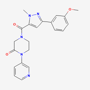 molecular formula C21H21N5O3 B2537984 4-[3-(3-甲氧基苯基)-1-甲基-1H-吡唑-5-羰基]-1-(吡啶-3-基)哌嗪-2-酮 CAS No. 2097862-34-3