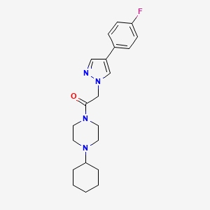 molecular formula C21H27FN4O B2537992 1-(4-环己基哌嗪-1-基)-2-(4-(4-氟苯基)-1H-吡唑-1-基)乙酮 CAS No. 1421462-77-2