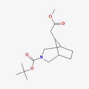 molecular formula C15H25NO4 B2537995 8-(2-甲氧基-2-氧代乙基)-3-氮杂双环[3.2.1]辛烷-3-羧酸叔丁酯 CAS No. 2387596-44-1