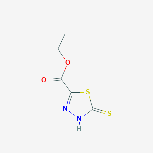 molecular formula C5H6N2O2S2 B2538001 5-sulfanyl-1,3,4-tiadiazol-2-carboxilato de etilo CAS No. 63931-01-1