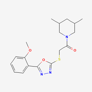 molecular formula C18H23N3O3S B2538002 1-({[5-(2-甲氧基苯基)-1,3,4-噁二唑-2-基]硫}乙酰)-3,5-二甲基哌啶 CAS No. 850936-92-4