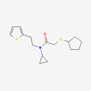 molecular formula C16H23NOS2 B2538006 2-(cyclopentylthio)-N-cyclopropyl-N-(2-(thiophen-2-yl)ethyl)acetamide CAS No. 1448052-49-0