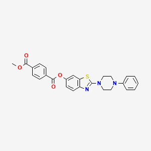 molecular formula C26H23N3O4S B2538010 甲基(2-(4-苯基哌嗪-1-基)苯并[d]噻唑-6-基)对苯二甲酸酯 CAS No. 941958-95-8