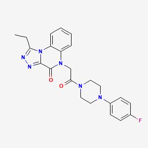 molecular formula C23H23FN6O2 B2538022 1-ethyl-5-{2-[4-(4-fluorophenyl)piperazin-1-yl]-2-oxoethyl}[1,2,4]triazolo[4,3-a]quinoxalin-4(5H)-one CAS No. 1358048-46-0
