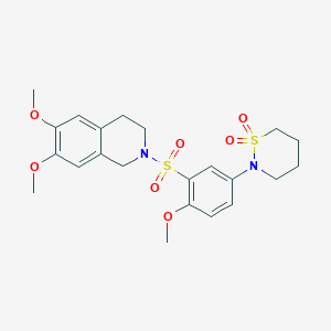 molecular formula C22H28N2O7S2 B253803 2-{[5-(1,1-Dioxido-1,2-thiazinan-2-yl)-2-methoxyphenyl]sulfonyl}-6,7-dimethoxy-1,2,3,4-tetrahydroisoquinoline 