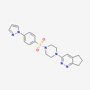 molecular formula C20H22N6O2S B2538033 3-(4-((4-(1H-pyrazol-1-yl)phenyl)sulfonyl)piperazin-1-yl)-6,7-dihydro-5H-cyclopenta[c]pyridazine CAS No. 2034298-62-7