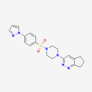 molecular formula C20H22N6O2S B2538033 1-{5H,6H,7H-环戊[c]哒嗪-3-基}-4-[4-(1H-吡唑-1-基)苯磺酰基]哌嗪 CAS No. 2034298-62-7