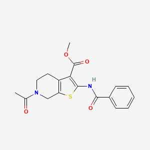 molecular formula C18H18N2O4S B2538036 methyl 6-acetyl-2-benzamido-5,7-dihydro-4H-thieno[2,3-c]pyridine-3-carboxylate CAS No. 887893-11-0