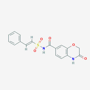 molecular formula C17H14N2O5S B2538046 3-oxo-N-[(E)-2-phenylethenyl]sulfonyl-4H-1,4-benzoxazine-7-carboxamide CAS No. 1356808-82-6