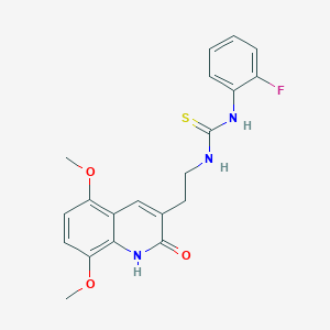 molecular formula C20H20FN3O3S B2538048 1-[2-(5,8-dimethoxy-2-oxo-1H-quinolin-3-yl)ethyl]-3-(2-fluorophenyl)thiourea CAS No. 887899-43-6