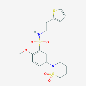 molecular formula C17H22N2O5S3 B253805 5-(1,1-dioxido-1,2-thiazinan-2-yl)-2-methoxy-N-[2-(2-thienyl)ethyl]benzenesulfonamide 