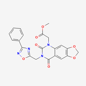 molecular formula C21H16N4O7 B2538051 methyl [6,8-dioxo-7-[(3-phenyl-1,2,4-oxadiazol-5-yl)methyl]-7,8-dihydro[1,3]dioxolo[4,5-g]quinazolin-5(6H)-yl]acetate CAS No. 931328-56-2