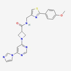 molecular formula C22H21N7O2S B2538053 1-(6-(1H-imidazol-1-yl)pyrimidin-4-yl)-N-((2-(4-methoxyphenyl)thiazol-4-yl)methyl)azetidine-3-carboxamide CAS No. 2034366-35-1