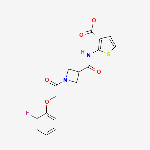 molecular formula C18H17FN2O5S B2538060 2-(1-(2-(2-氟苯氧基)乙酰基)氮杂环丁烷-3-甲酰胺基)噻吩-3-甲酸甲酯 CAS No. 1448075-79-3